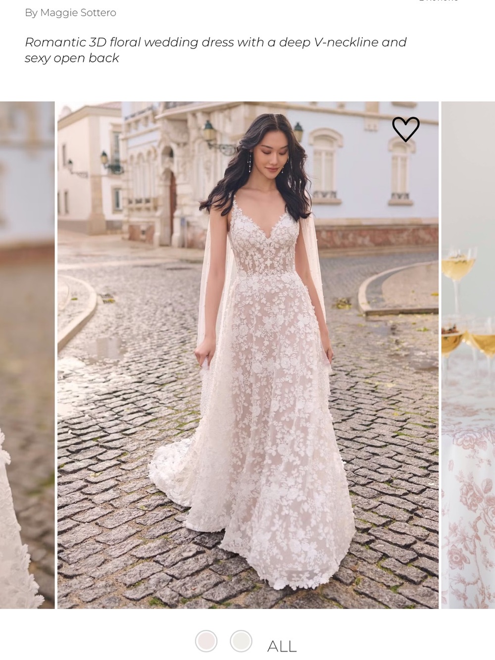 Maggie Sottero Blush Ivory 3D Floral V-Neck Bridal Gown